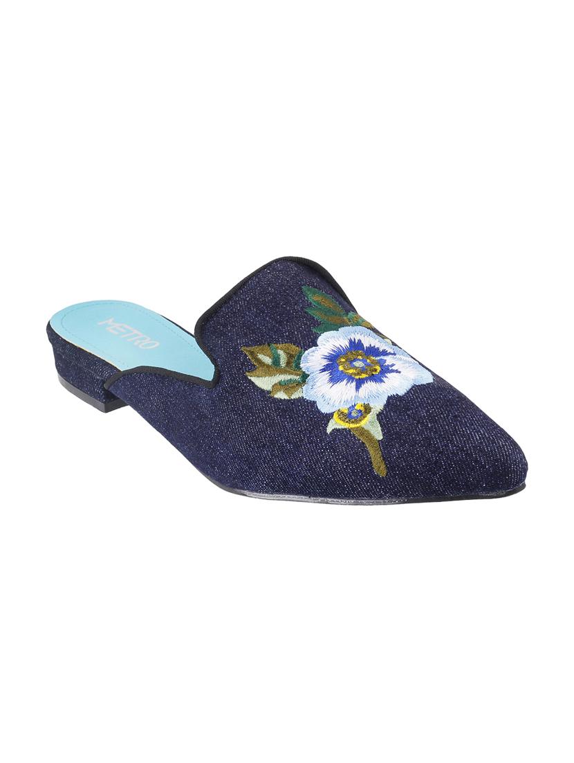 navy mules slip on sandals - 15339813 - Zoom Image - 1