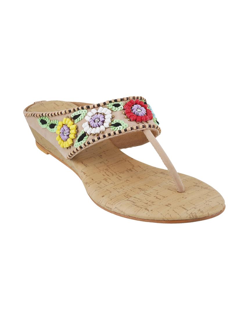 beige t-strap wedges - 15339836 - Zoom Image - 1