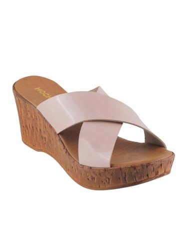 beige leatherette slip on wedges - 15339860 - Very Small Image - 1