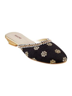 black faux leather slip on jutis & mojaris - 15339899 - Standard Image - 1