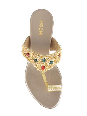 beige leatherette one toe sandals - 15339905 - Standard Image - 4