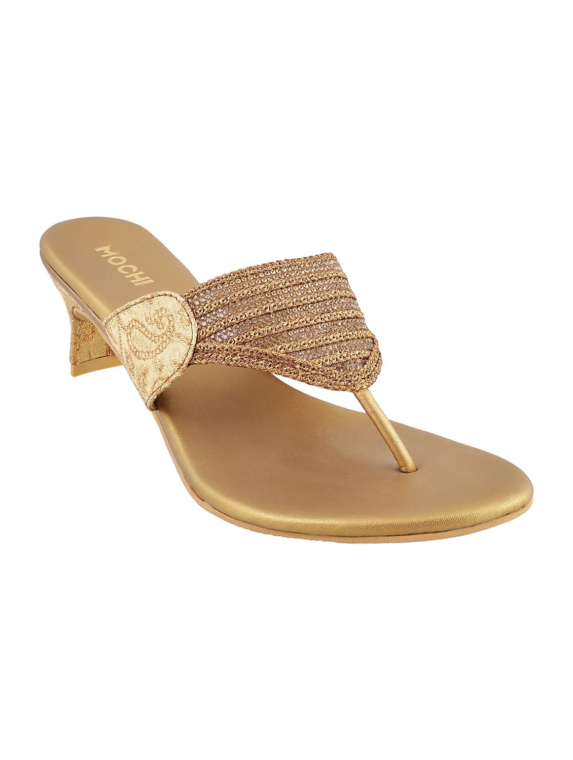 gold leatherette toe separator sandals - 15339944 - Zoom Image - 1