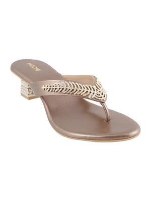 gold leatherette toe separator sandals - 15339949 - Standard Image - 1