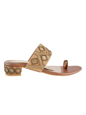 gold faux leather one toe sandals - 15339950 - Standard Image - 2