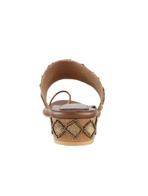 gold faux leather one toe sandals - 15339950 - Standard Image - 3