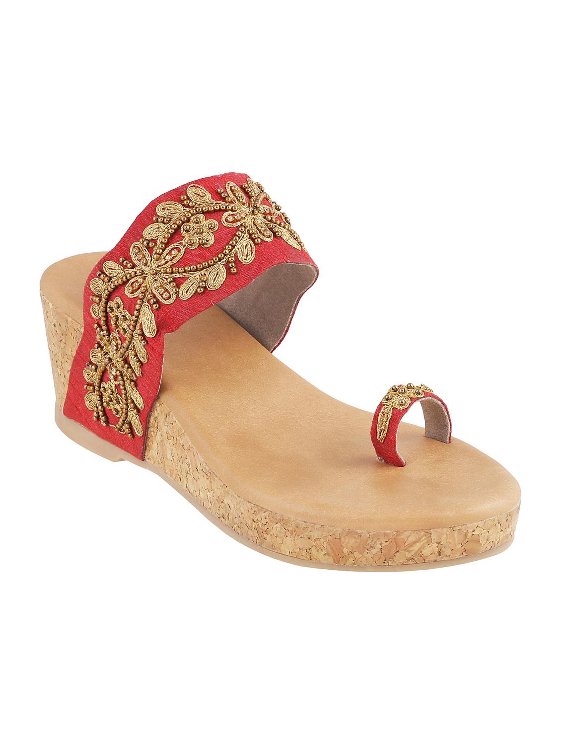 maroon faux leather one toe wedges - 15339955 - Zoom Image - 1