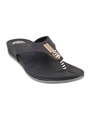 black faux leather toe separator sandals - 15339987 - Standard Image - 1