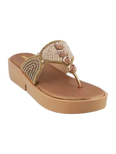 gold leatherette toe separator sandals - 15340018 - Very Small Image - 1