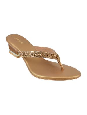 gold leatherette toe separator sandals - 15340020 - Standard Image - 1