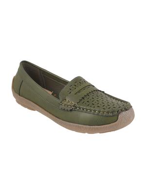green slip on loafers - 15340026 - Standard Image - 1