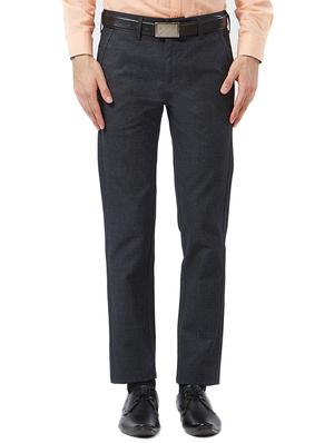 blue cotton flat front formal trouser - 15340106 - Standard Image - 1