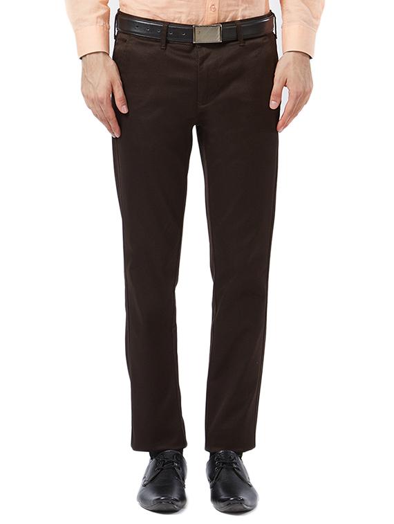 brown cotton flat front formal trouser - 15340108 - Zoom Image - 1