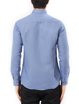 blue cotton casual shirt - 15340133 - Standard Image - 3