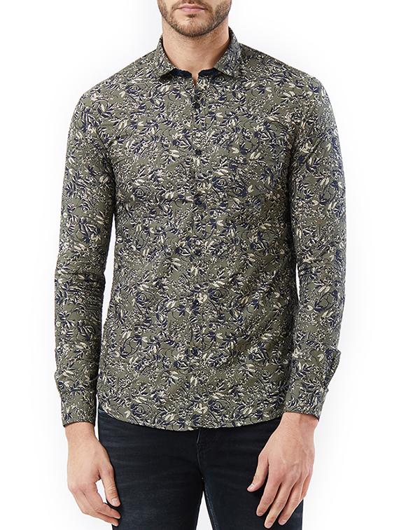 green cotton casual shirt - 15340146 - Zoom Image - 1