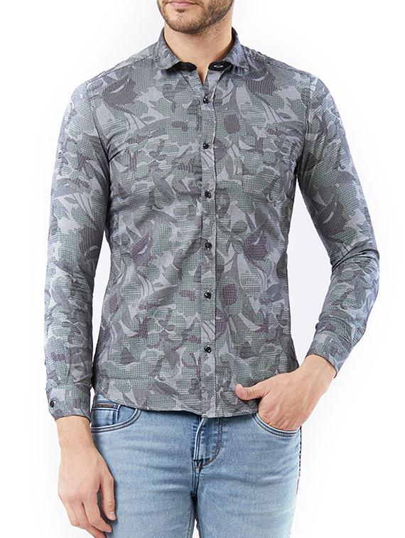 grey cotton casual shirt - 15340152 - Zoom Image - 1