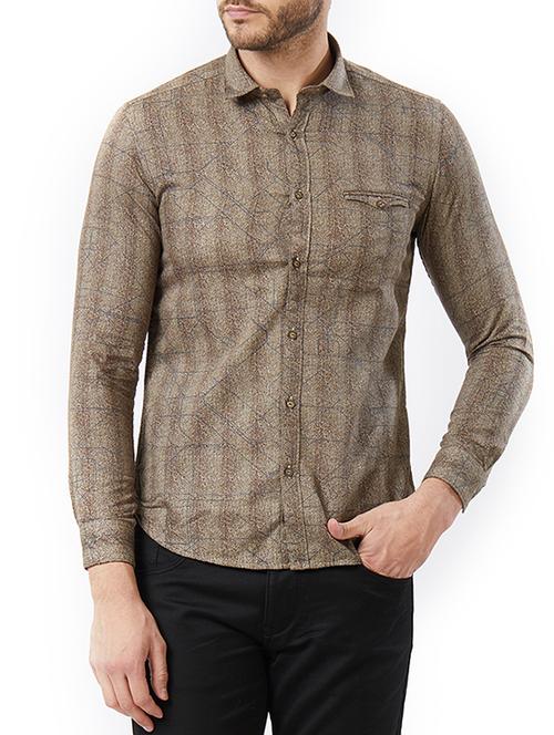 brown cotton casual shirt - 15340159 - Standard Image - 1