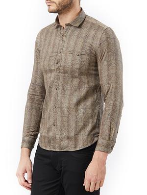 brown cotton casual shirt - 15340159 - Standard Image - 2