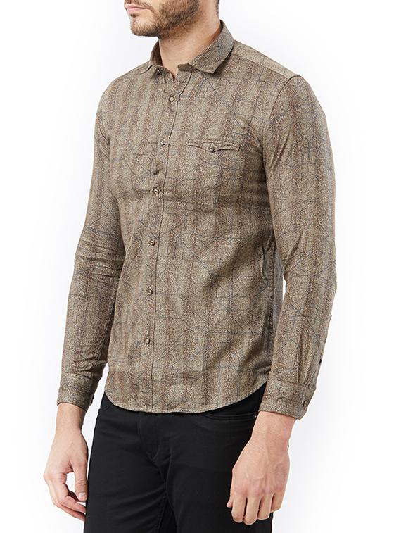 brown cotton casual shirt - 15340159 - Zoom Image - 2