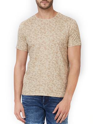 beige cotton all over print t-shirt - 15340177 - Standard Image - 1