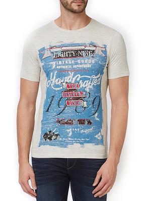 grey cotton front print t-shirt - 15340183 - Standard Image - 1
