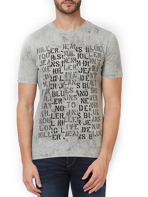 grey cotton front print t-shirt - 15340196 - Standard Image - 1
