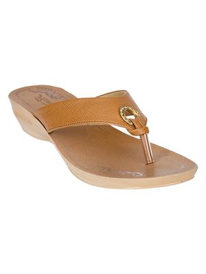 tan toe separator slippers - 15340524 - Standard Image - 1