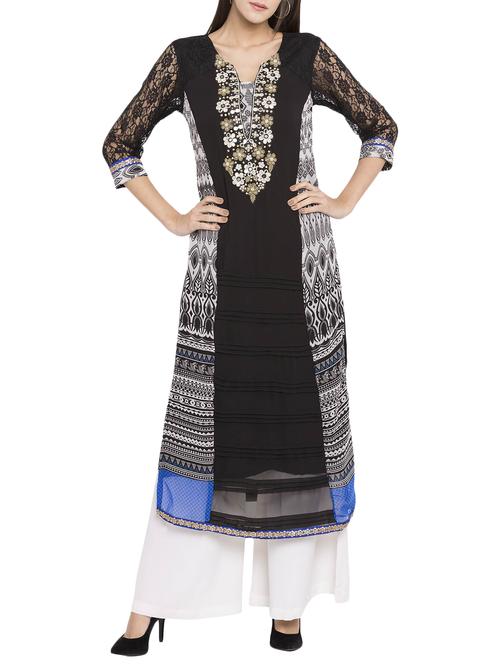 embroidery straight kurta - 15340743 - Standard Image - 1