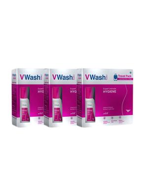 VWash Plus Travel Pack-20ml with 5 Wipes Intimate Wash-Pack of 3 - 15340856 - Standard Image - 1