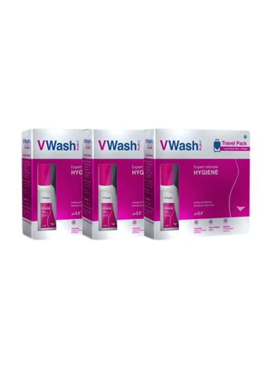 VWash Plus Travel Pack-20ml with 5 Wipes Intimate Wash-Pack of 3 - 15340856 - Zoom Image - 1