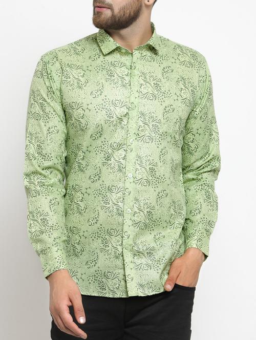 green cotton blend casual shirt - 15340901 - Standard Image - 1