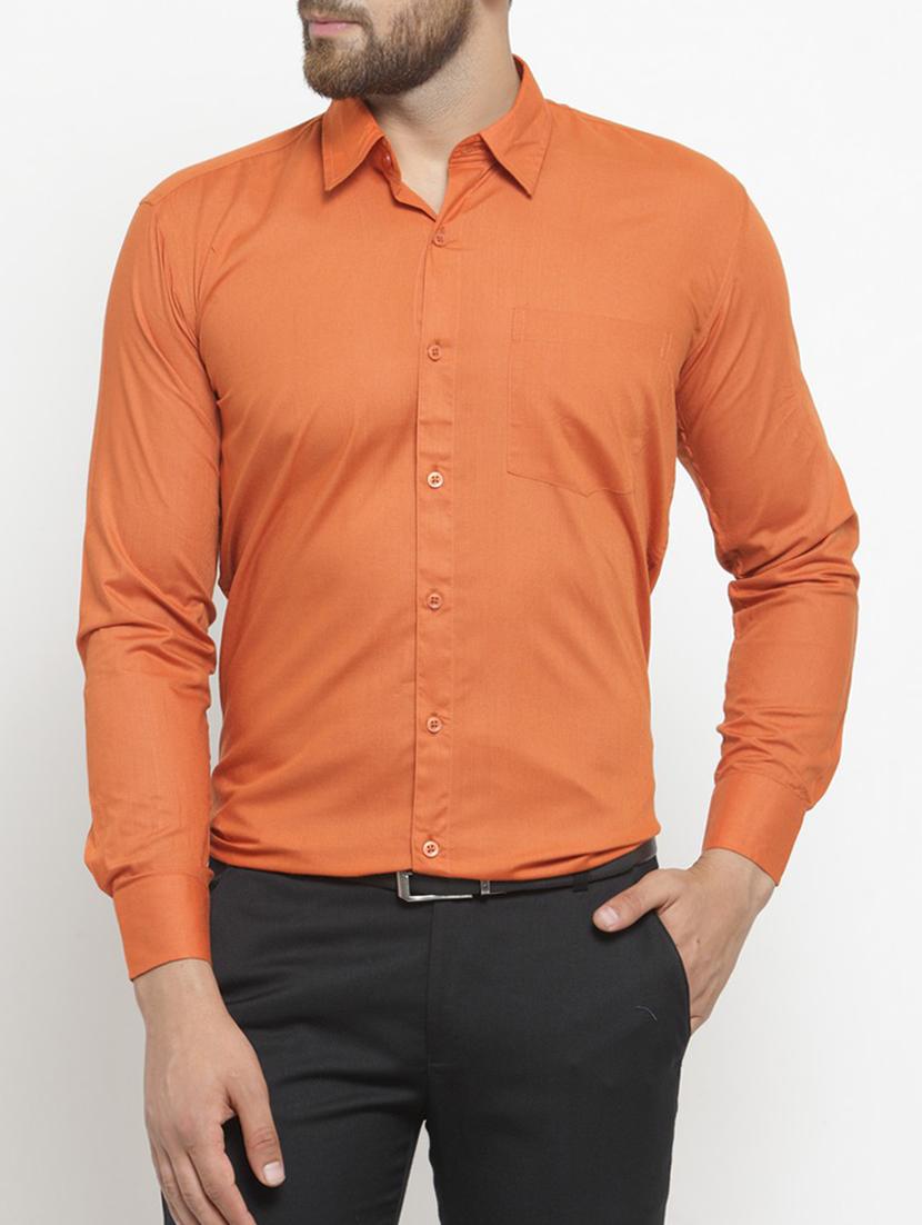 orange cotton casual shirt - 15340915 - Zoom Image - 1