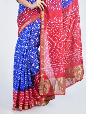 delicate border bandhani saree with blouse - 15341298 - Standard Image - 2