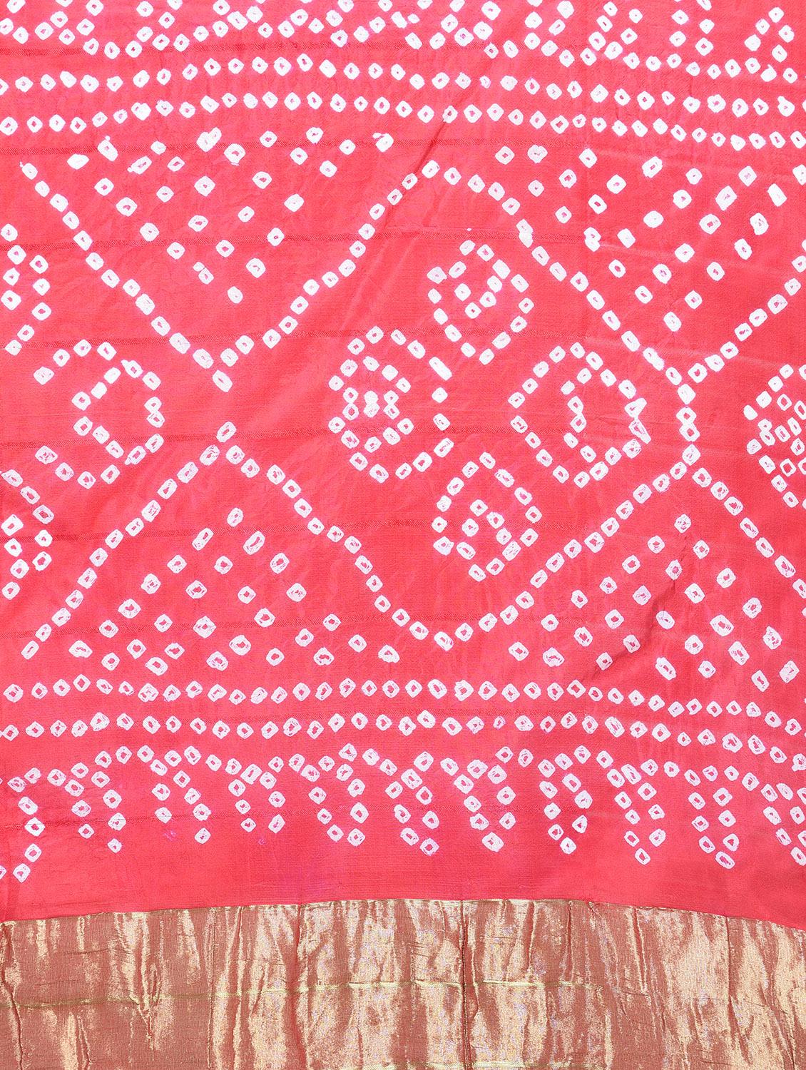 delicate border bandhani saree with blouse - 15341298 - Zoom Image - 3