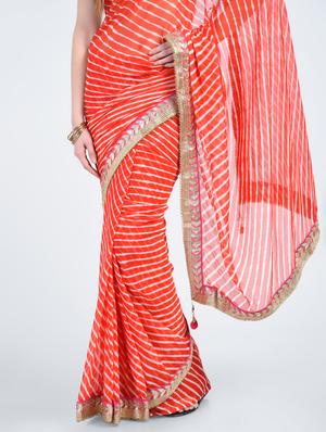 gota patti lehariya saree with blouse - 15341299 - Standard Image - 2