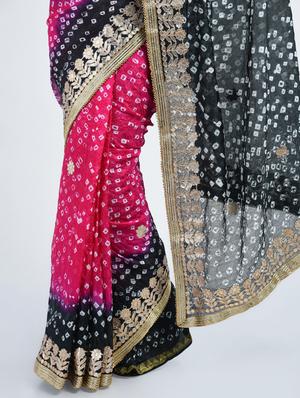 gota patti bandhani saree with blouse - 15341301 - Standard Image - 2