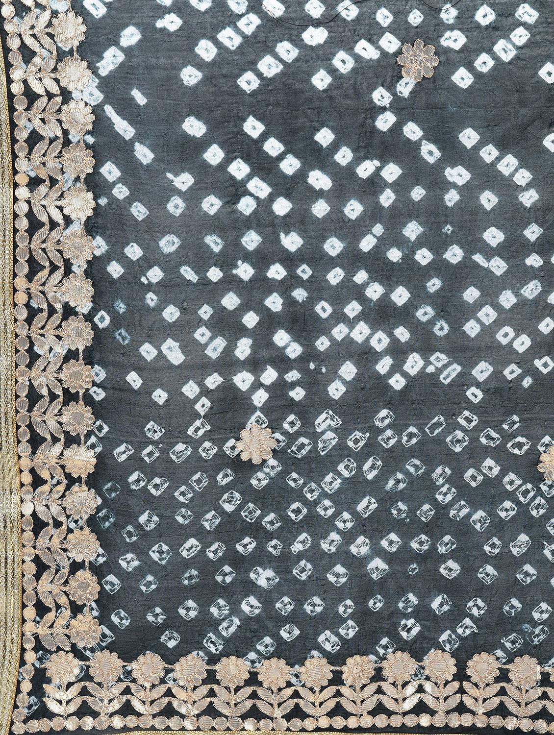 gota patti bandhani saree with blouse - 15341301 - Zoom Image - 3