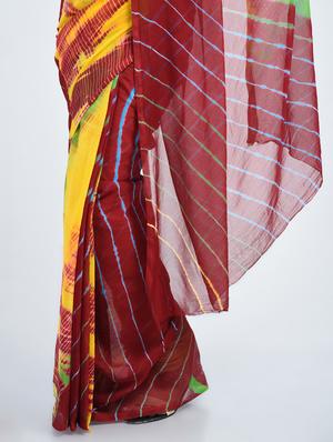 chiffon lehariya saree with blouse - 15341329 - Standard Image - 2
