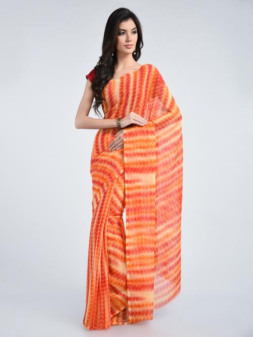 chiffon shibori saree with blouse - 15341341 - Standard Image - 1