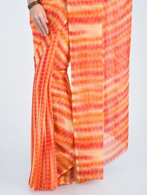 chiffon shibori saree with blouse - 15341341 - Standard Image - 3
