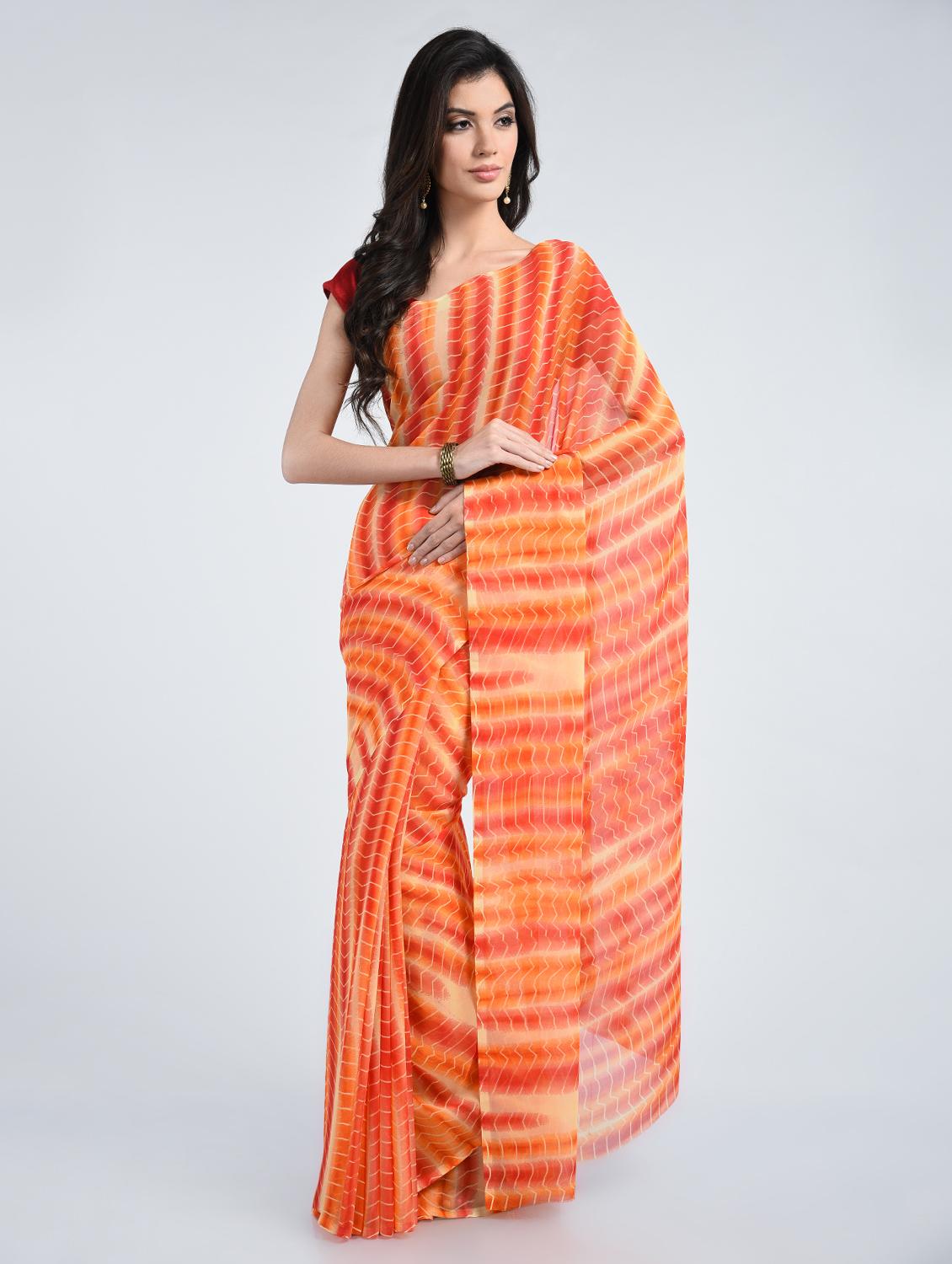 chiffon shibori saree with blouse - 15341341 - Zoom Image - 1