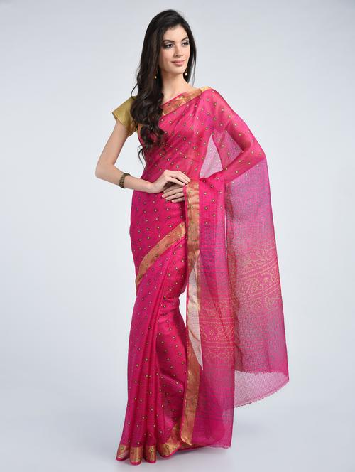 delicate border bandhani saree with blouse - 15341342 - Standard Image - 1