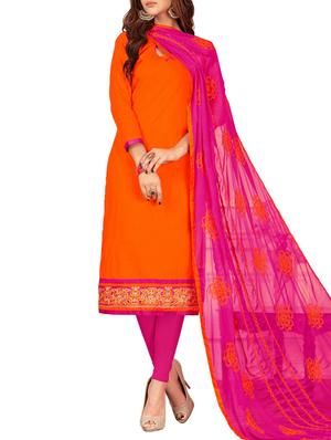 Embroidered unstitched churidaar suit - 15341374 - Standard Image - 1