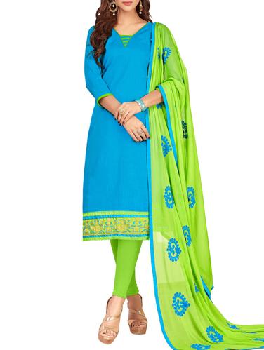 Embroidered unstitched churidaar suit - 15341379 - Very Small Image - 1