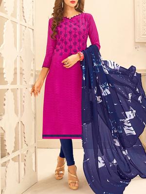 Embroidered unstitched churidaar suit - 15341386 - Standard Image - 1