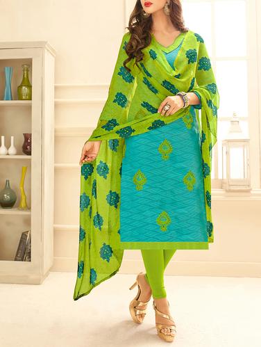 Embroidered unstitched churidaar suit - 15341392 - Very Small Image - 1