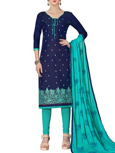 Embroidered unstitched churidaar suit - 15341393 - Very Small Image - 1