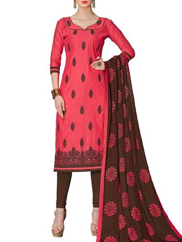 Embroidered unstitched churidaar suit - 15341404 - Very Small Image - 1