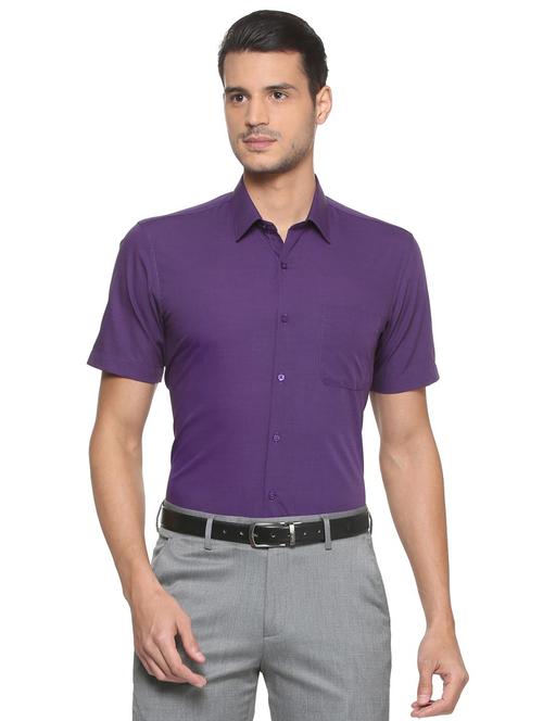 purple cotton formal shirt - 15341446 - Standard Image - 1