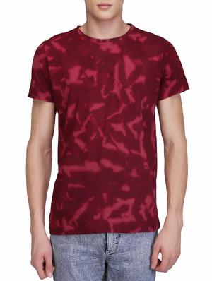 maroon cotton washed t-shirt - 15341464 - Standard Image - 1