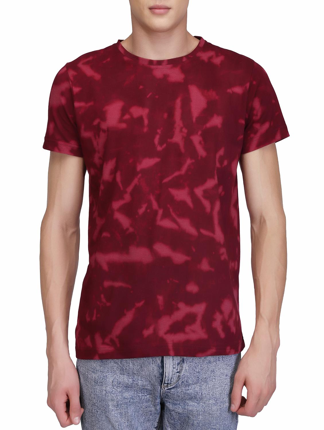 maroon cotton washed t-shirt - 15341464 - Zoom Image - 1